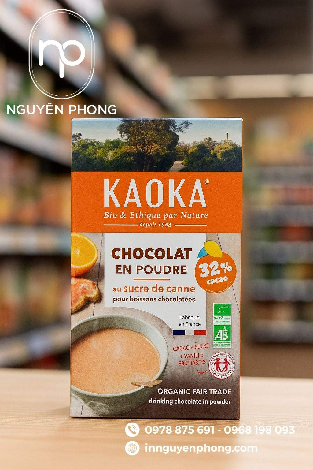 Mẫu hộp giấy đựng cacao thương hiệu 